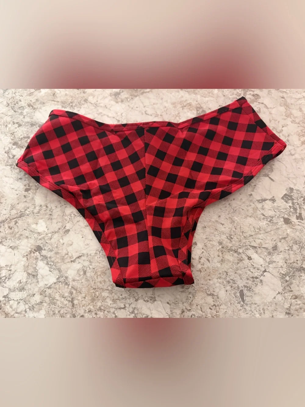 VS Holiday PINK Cotton Cheekster Panty Plaid NWT Large Naughty-ish